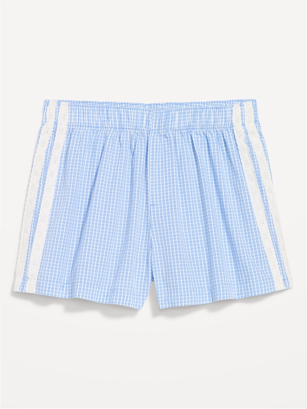 NWOT Old Navy Eyelet-Trim Boxer Pajama Shorts Green Gingham size Medium